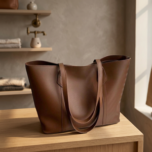 Pochette décontractée en cuir véritable durable et légère pour femme, minimaliste, grande capacité, bandoulière double, fermeture éclair, étanche, usage quotidien - Product Image 1