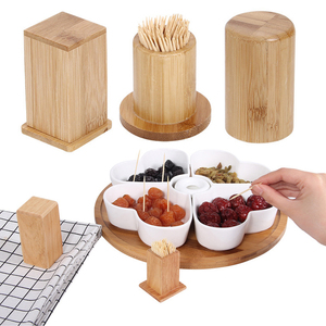 Porte-cure-dents en bambou avec couvercle, boîte de rangement pour cotons-tiges, distributeur de cure-dents en bois, boîte de rangement - Product Image 2