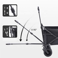 Chariot de plage pliable silencieux en acier inoxydable avec rangement, chariot portable de camping en plein air à quatre roues