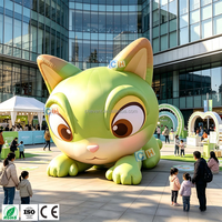 Mascotte gonflable de chat de dessin animé, chat vert mignon gonflable pour campagne publicitaire et événementiel