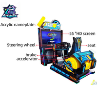Arcadix AR-RG-604 Machine de jeu d'arcade de course automobile à monnayeur avec écran HD 55 pouces, siège à mouvement et volant à retour de force