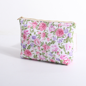 Women's Custom Multi-Color Printing Eco-Friendly Portable Cosmetic Bags Gingham Inner Cotton Floral for <b>Storage</b> Pouches - Product Image 5