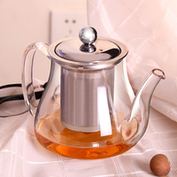 Ensemble de théière en verre borosilicate moderne de haute qualité, de qualité alimentaire, soufflé à la main, avec infuseur, 625 ml