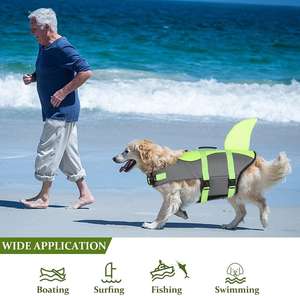 เสื้อชูชีพฉลามนางเงือกสำหรับสุนัข,เสื้อชูชีพสำหรับสัตว์เลี้ยงพร้อมหูหิ้วชุดว่ายน้ำสำหรับสัตว์เลี้ยงแบบปรับได้ Ripstop - Product Image 5
