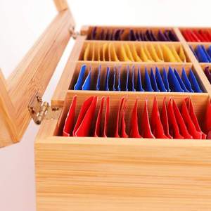Grosir klasik <span class=keywords><strong>8</strong></span> kompartemen ramah lingkungan kotak teh bambu pengatur penyimpanan kantung teh dengan laci persegi panjang desain - Product Image 4