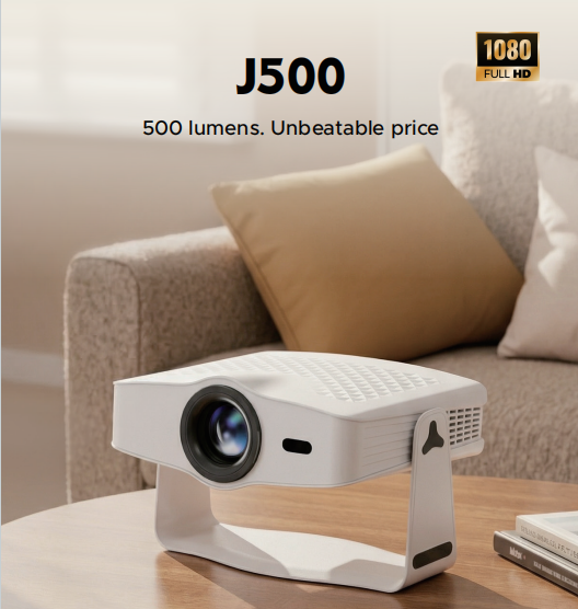 JUNUO J500 Projector Android14 with 500Ansi Lumens 1080P LED Pocketable Smart BT Wi-Fi Portable 4K Home Theater