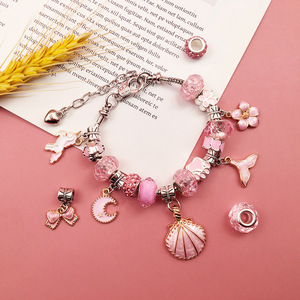 Sept Hot Bán Bộ quà tặng trang sức DIY hạt Charm Bracelet với Bead rắn chuỗi làm <span class=keywords><strong>Kit</strong></span> cho trẻ em gái quà tặng đồ trang sức - Product Image 2