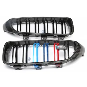 Dry Carbon Front Gate Grill Design Trims For BMW M3 M4 F80 F82 F83 2014-2019 Car Front Bumper Grille