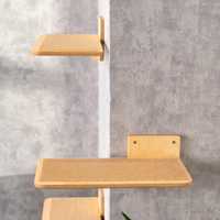 Étagère murale et marchepieds pour chat, meuble mural peu encombrant pour grimper et se reposer, perchoir en bois moderne pour chat d'intérieur