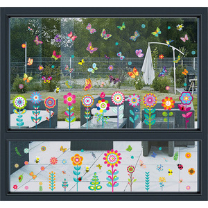 Printemps fenêtre s'accroche papillon fleur fenêtre autocollants coloré été Anti-Collision décalcomanie Double face autocollants bébé <span class=keywords><strong>douche</strong></span> enfants - Product Image 4
