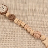 Mots personnalisés Woodeb pinces factices au crochet avec Animal lapin ours renne renard wapiti breloques personnalisé bébé nom attache-sucette
