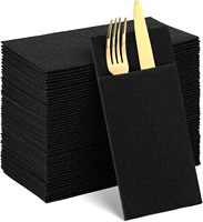 Serviettes jetables noires en papier Airlaid, pliées 1/12, pour dîner, en promotion, écologiques, imprimées, 1 pli, en pâte de bois vierge