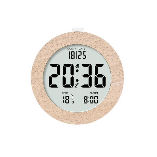 Custom Logo Wood LED Wall Clock Snooze Back Button Digital 12/24 Hour Smart Color Changing Bedroom Office Home Decor Gift
