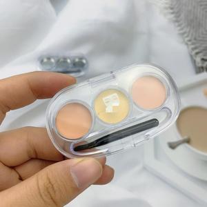 Three Color Concealer Palette With Brush Transparent <b>Empty</b> Cosmetic Makeup Organizer For DIY Lipstick Sample <b>Box</b> - Product Image 1