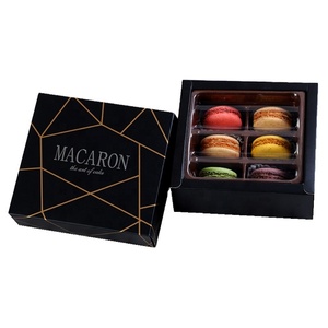 Hot Selling Recyclable Elegant Luxury Black Art Paper Macaron <b>Box</b> Customized Gift Packaging for Biscuit Sweet <b>Cookie</b> - Product Image 5