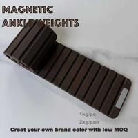 Poids de cheville et de poignet magnétiques en silicone réglables 1kg 2kg, logo personnalisé, accessoires de fitness Pilates, vente en gros