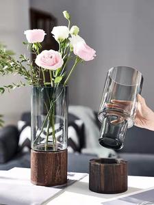 Jarrón de <span class=keywords><strong>cristal</strong></span> gris creativo simple <span class=keywords><strong>para</strong></span> sala de estar arreglo de flores de color primario elegante y elegante - Product Image 2