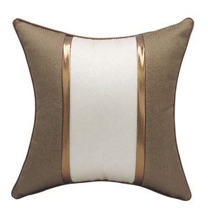 Solid Decorative <strong>Pillow</strong> Covers <strong>Euro</strong> <strong>Pillow</strong> Sham 18*18 Soft Embossed Texture Leather Spliced Decorative Couch Throw <strong>Pillow</strong> Cover - Product Image 5