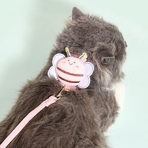 Harnais de chat en forme d'abeille et laisse de chien ensemble sac à dos réglable en polyester pour animaux de compagnie avec décor de ruban pour petits animaux moyens - Product Image 1