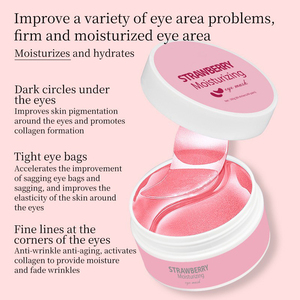 Masque pour les yeux à la fraise Masque pour les yeux hydratant frais à texture légère 80 pièces Masque pour les yeux rajeunissant et hydratant à texture légère - Product Image 2