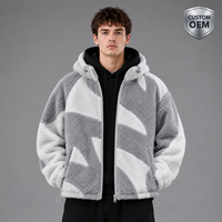Sweat à capuche en polaire pour homme avec logo personnalisé, doublure en sherpa, fermeture éclair, coupe ample, poids lourd 400 g/m², streetwear OEM
