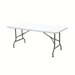 CYEN 2023 Stable HDPE Plastic Garden Camping Wedding Folding Outdoor Table in Granite White