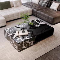 Table basse italienne de luxe en marbre, style moderne et minimaliste, design de rivière, pour petit mobilier de centre de restauration domestique