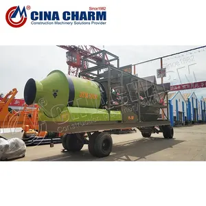 25/35/60/ 90m3 China Mobile Concrete Batching Mixing Plant With Drum Mixer From Manufacturer