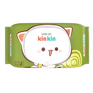 Lingettes humides pour bébé KinKin personnalisées OEM, 30 pièces, tissu non tissé doux en rayonne, sans fluorescent, stérilisées individuellement, en provenance du Vietnam - Product Image 1