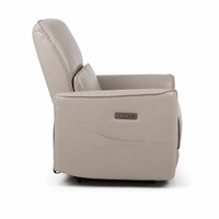 Fauteuil inclinable électrique moderne avec base pivotante, revêtement en cuir, fonction extensible et structure en bois