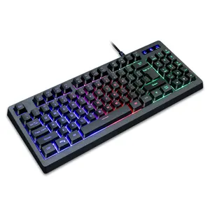 2024热RGB呼吸灯黑色游戏玩家键盘89键有线USB电脑办公游戏键盘