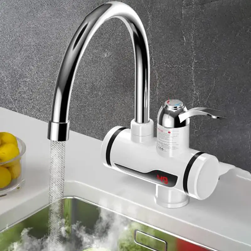 Electric Kitchen Bathroom Water Heating Taps Stainless Steel Hot Sales LED Display Water Faucet