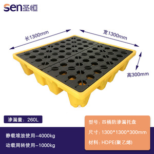 ถาดกันรั่วซึม Sen Shengheng สำหรับพาเลทพลาสติก แบบเข้าได้ 4 ทาง ความสูง 150 มม. สำหรับเก็บสารเคมีและของเสียอันตราย - Product Image 5