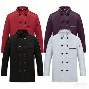 Uniforme de Chef, <span class=keywords><strong>Ropa</strong></span> de Trabajo de Chef de Hotel, Unisex, Manga Larga, Estilo Grueso, para Catering, Repostería, <span class=keywords><strong>Tallas</strong></span> <span class=keywords><strong>Grandes</strong></span>, <span class=keywords><strong>Ropa</strong></span> de Cocina, Tejido de Poliéster - Product Image 1