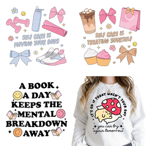 Club de soins personnels <span class=keywords><strong>Motivation</strong></span> Book Lover Citations positives Bonne pensée Fer <span class=keywords><strong>sur</strong></span> DTF Transferts Autocollants Prêt à presser T-shirts Sacs - Product Image 1