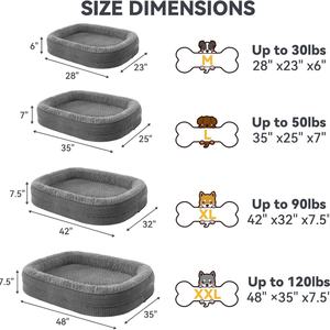 OEM extra grande ortopédico perro cama de espuma viscoelástica para mascotas sofá cama con refuerzo lados - Product Image 4