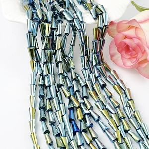 10*18mm Tour de Verre, Perles En Gros Trapèze Noir Blanc Plaqué Perles De Cristal - Product Image 3