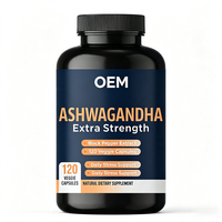 Capsules d'Ashwagandha en marque blanche OEM, 120 unités, avec extrait de poivre noir, complément alimentaire