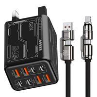 Chargeur USB Type C 8 ports 240W avec prise EU US UK, charge rapide USB-C PD, adaptateur de voyage pour téléphone portable Type-C