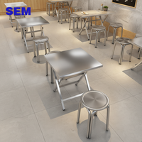 Ensemble de chaises et tables de salle à manger en acier inoxydable SEM, mobilier de restaurant moderne personnalisé pour les loisirs en plein air, les glaces et les snack-bars