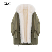 Parker Manteau Femmes Rex Doublure En Fourrure De Lapin Col En Fourrure De Renard Goutte Épaule Manches Manteau De Fourrure Amovible