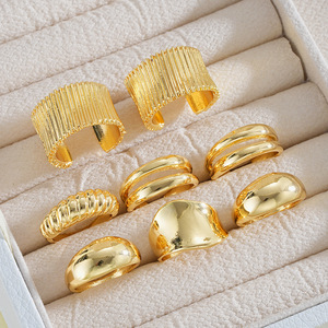 New Irregular Geometry Alloy <strong>Ring</strong> with Exaggerated Smooth Stripe <strong>Ball</strong> Opening Handpiece Set of <strong>8</strong> piece <strong>ring</strong> set - Product Image 4