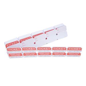 Billets de tombola perforés rouges avec numéros de série et section pour coupons, imprimés sur carton pour événements - Product Image 2
