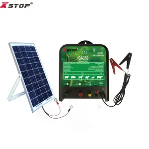 Xstop - Painel solar alimentado por bateria, energizador de cerca elétrica, 2.5J 40KM DC, bateria à prova d'água OEM, para agricultura