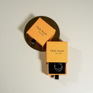 Vòng Đeo Tay Hộp Quà Tặng Thiết Lập Bìa Hộp Quà Tặng Với Ribbon Thanh Lịch Biểu Tượng Tùy Chỉnh Orange Drawer Jewelry Set Bao Bì Hộp - Product Image 1