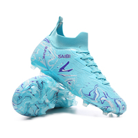 Chaussures de football unisexes respirantes pour adultes, crampons professionnels FG à crampons longs avec semelle en TPU solide pour l'entraînement