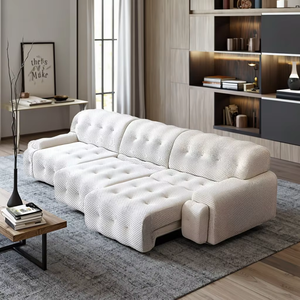 Canapé-lit multifonctionnel en velours côtelé blanc pour petits appartements Canapé-lit télescopique 2 places - Product Image 1