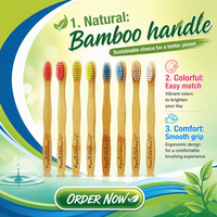Brosse à dents pour enfants en bambou naturel, écologique, facile à tenir, à poignée incurvée, proche de la nature