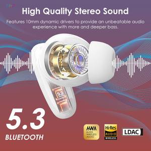 Vente en gros <span class=keywords><strong>Mini</strong></span> portable sans fil pour écouteurs Bluetooth 5.3 Son stéréo HiFi Écouteurs intra-auriculaires avec indicateur de batterie LED Puce JL - Product Image 3