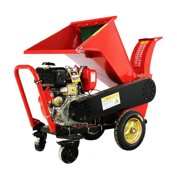 diesel mobile farm wood chipper shredder made in china wood farm tractor mowers 190F electric start diesel engine